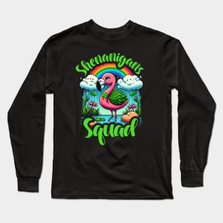 Shenanigan Squad Irish Flamingo Leprechaun St Patrick's Day Long Sleeve T-Shirt